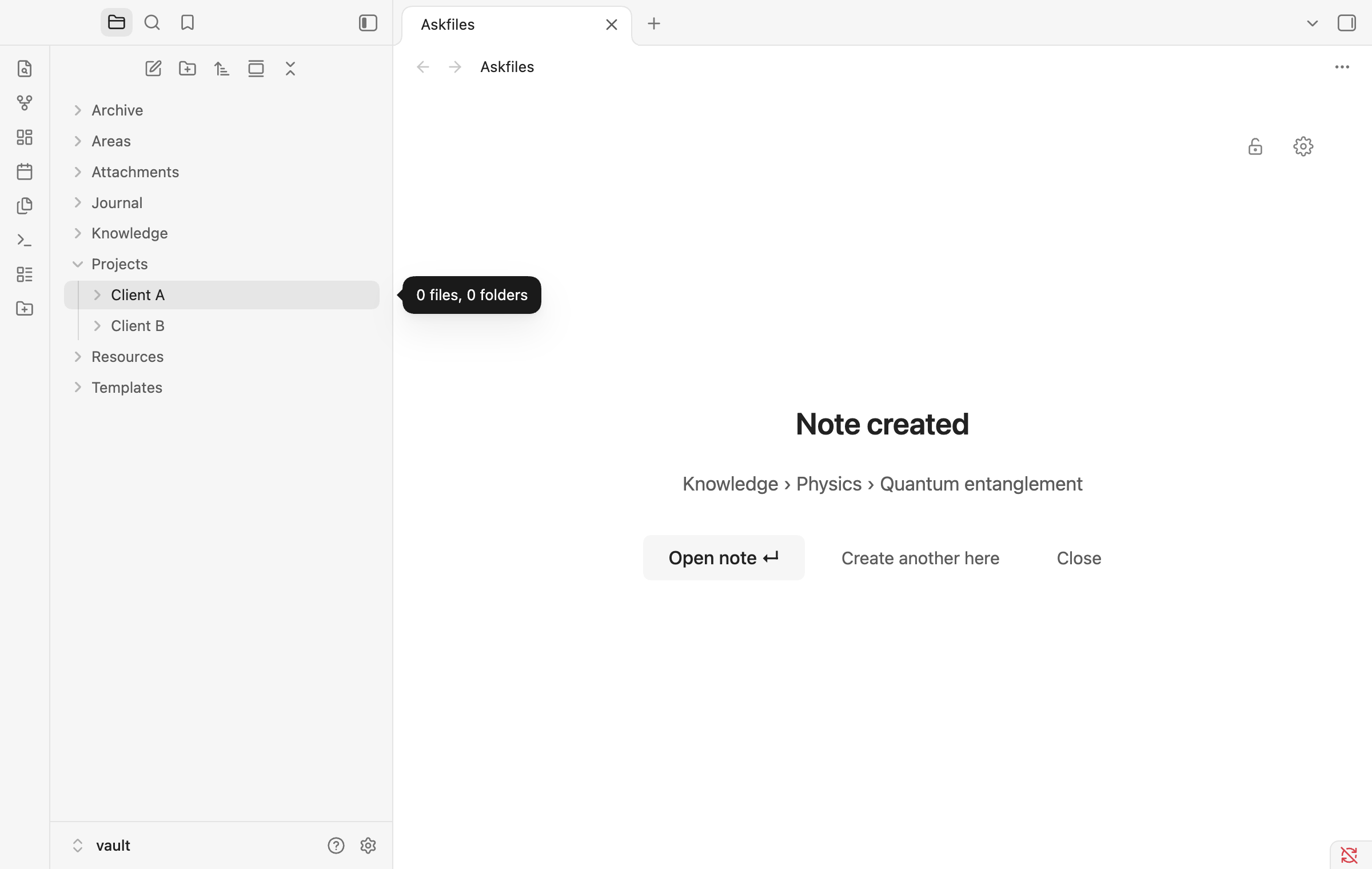 Note Created Confirmation