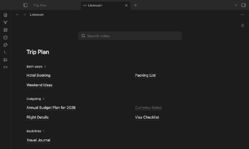 Hovering names and searching for a note