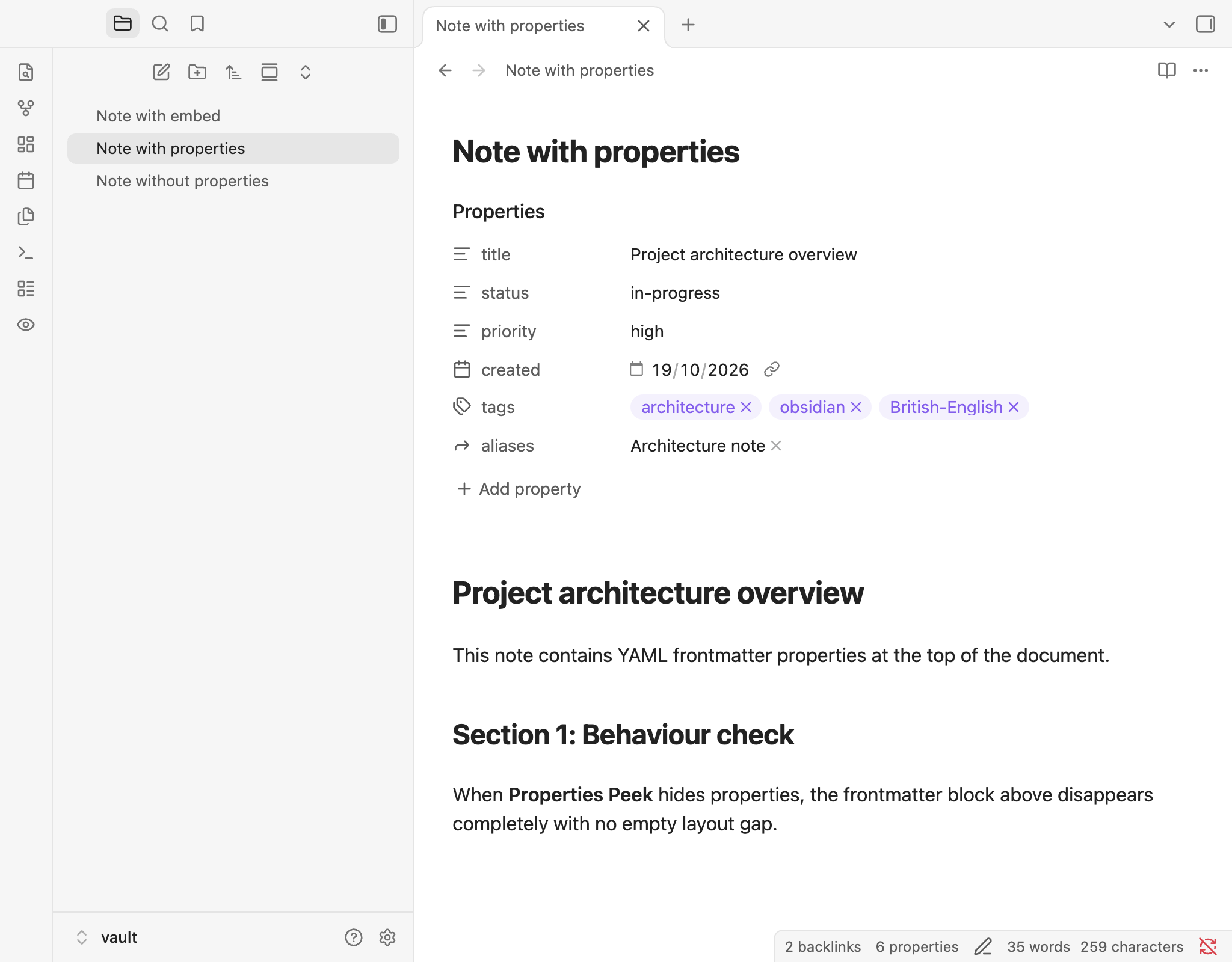 Peeking at Properties