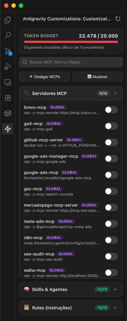 Servidores MCP com Toggles