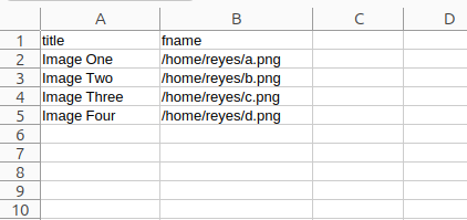 a CSV file that has a column that contains absolute file paths