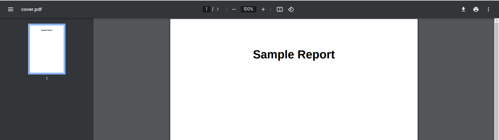 a PDF document with a single page that says "Sample Report"
