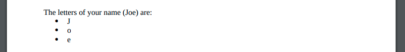 a PDF document where the loop has been turned into a set of bullet points