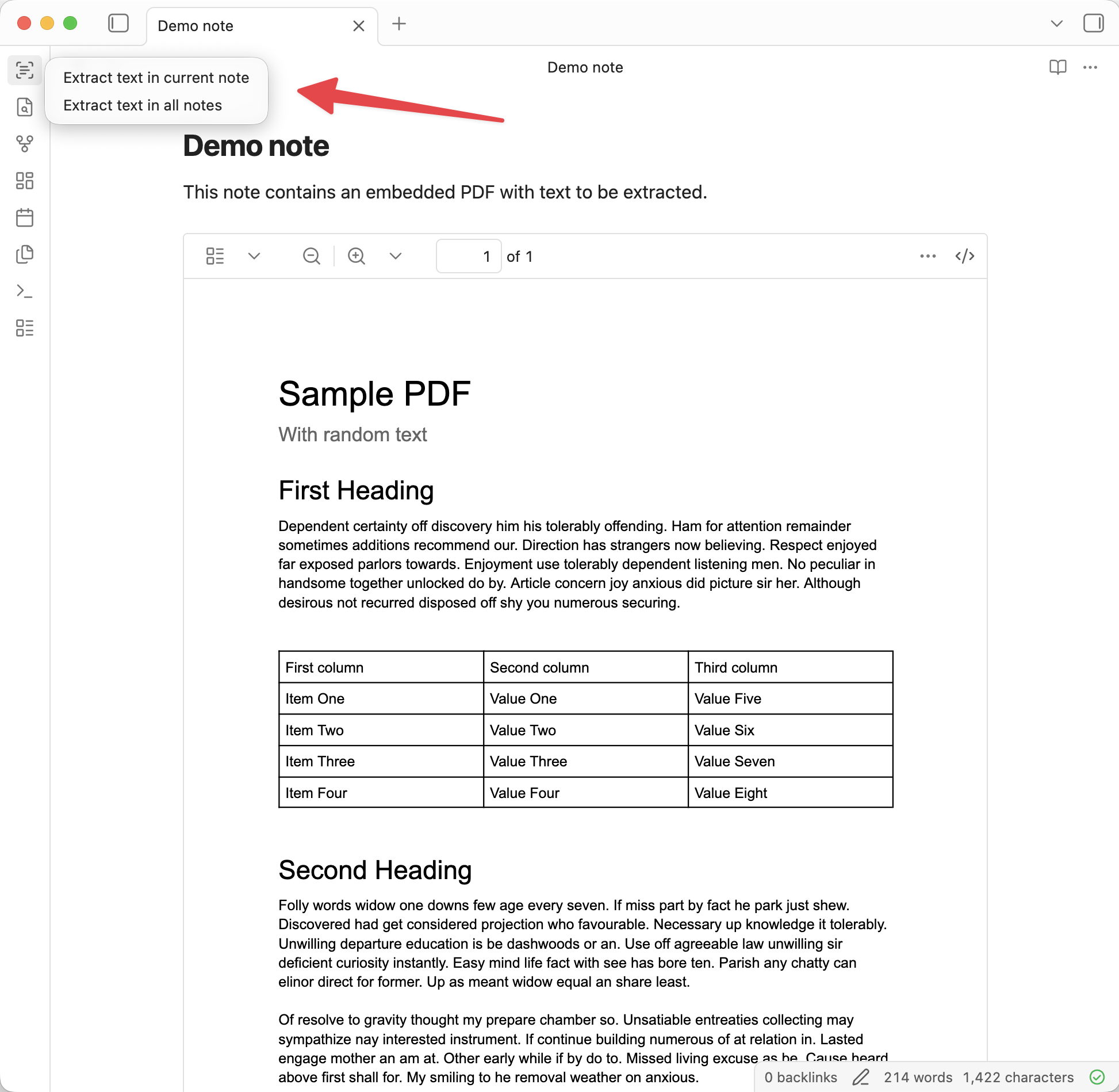 Ribbon menu options