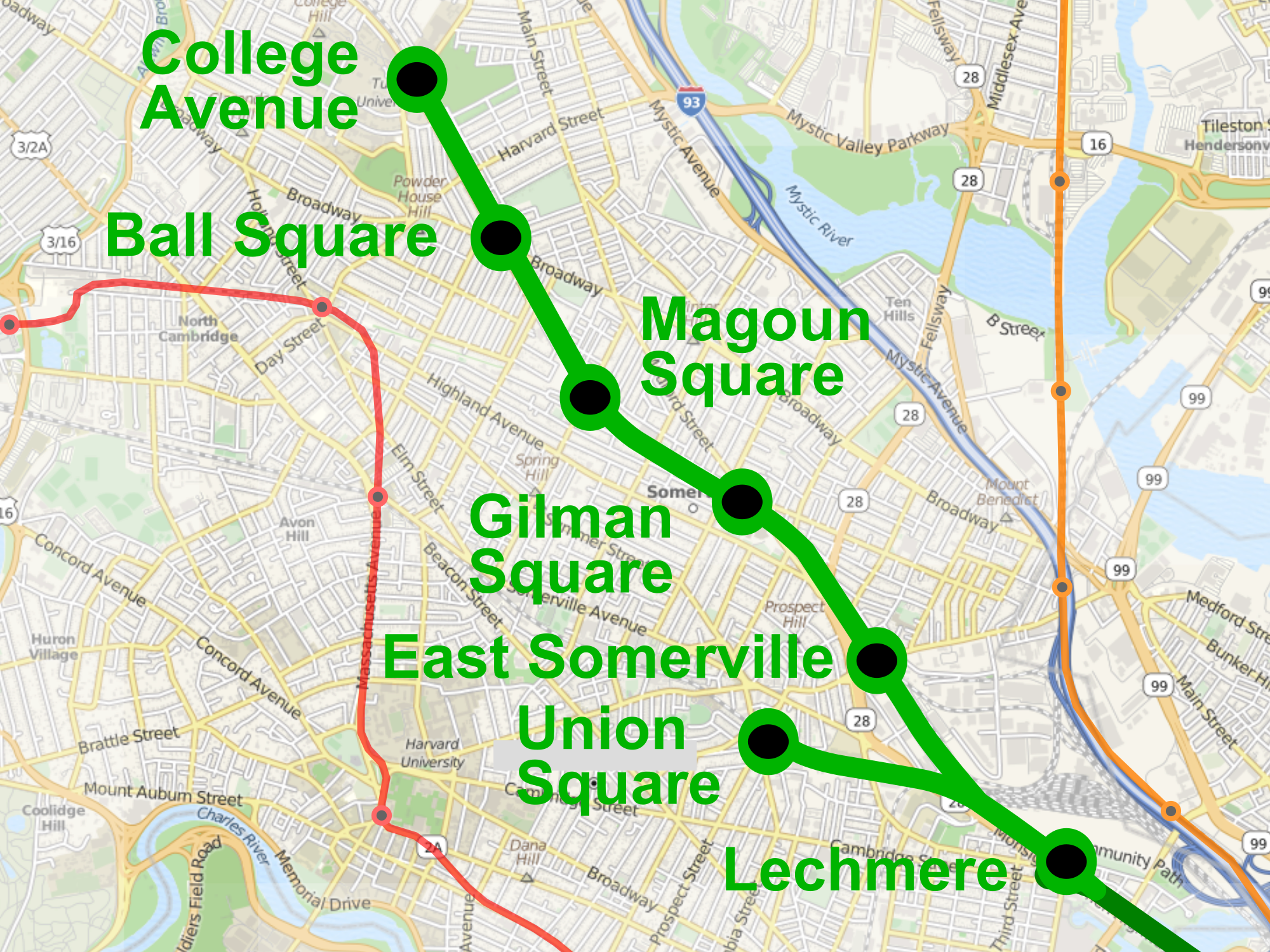 Planned Green Line stations