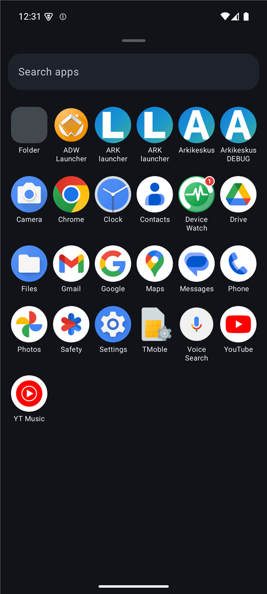 App drawer with search