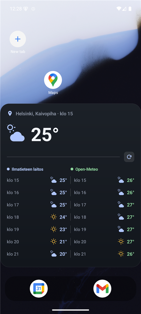 Home screen with a widget