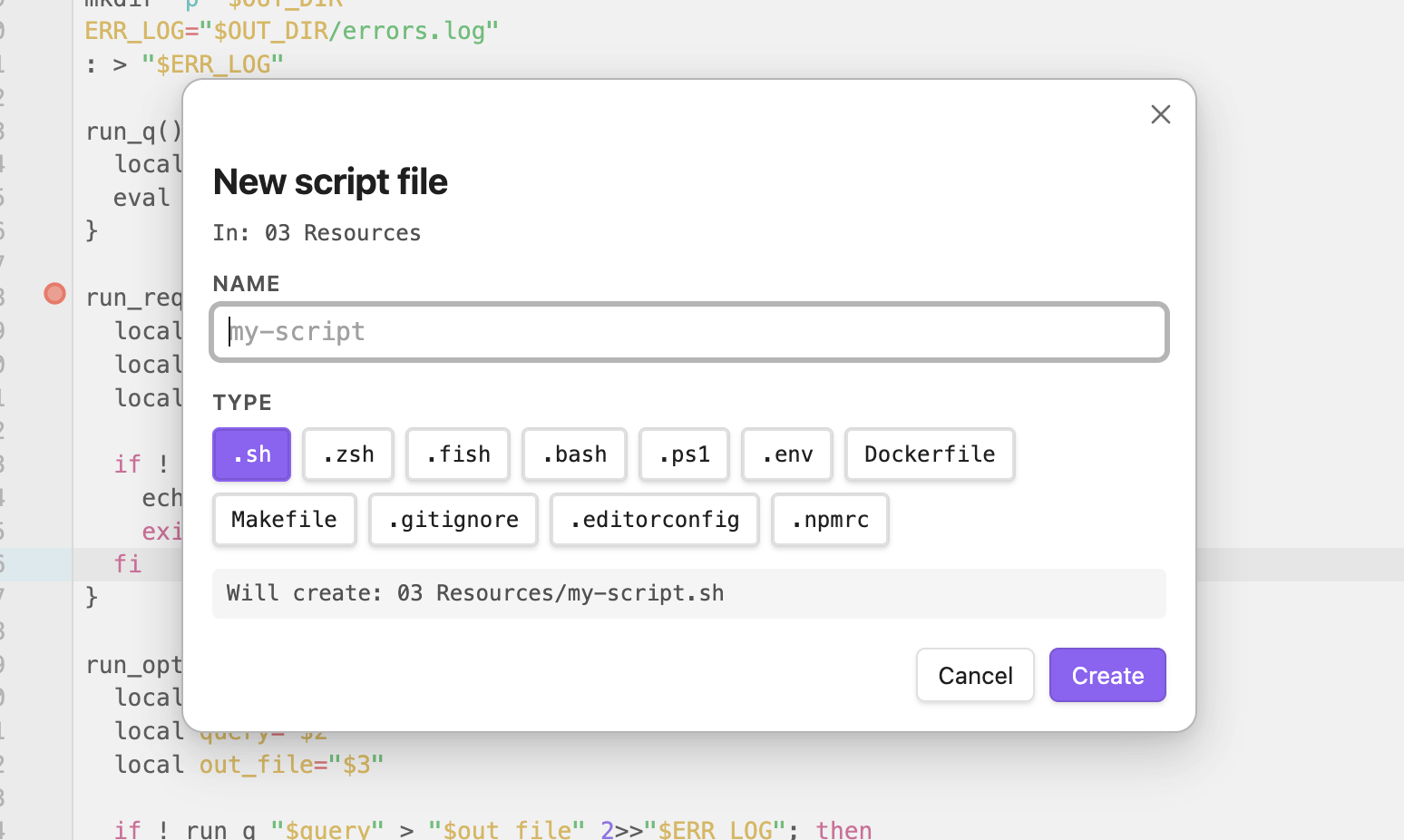 ScriptVault new script modal