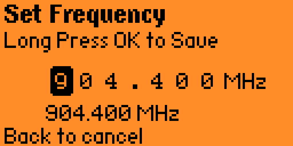 Set frequency page