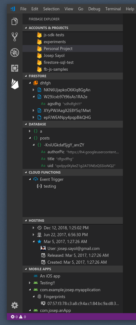 Firebase Explorer screenshot