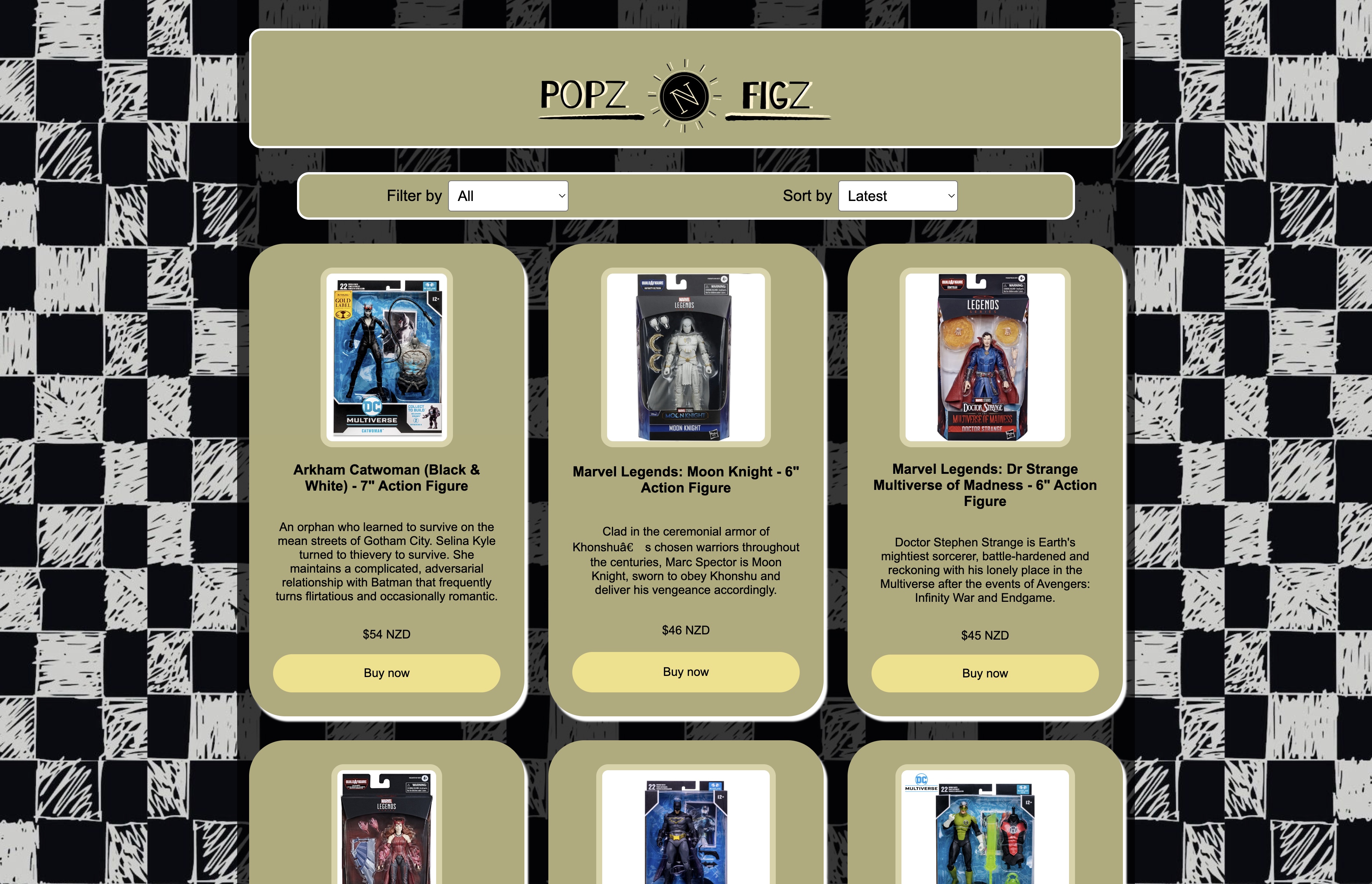 Screenshot of Popz N' Figz, Online Shop Project