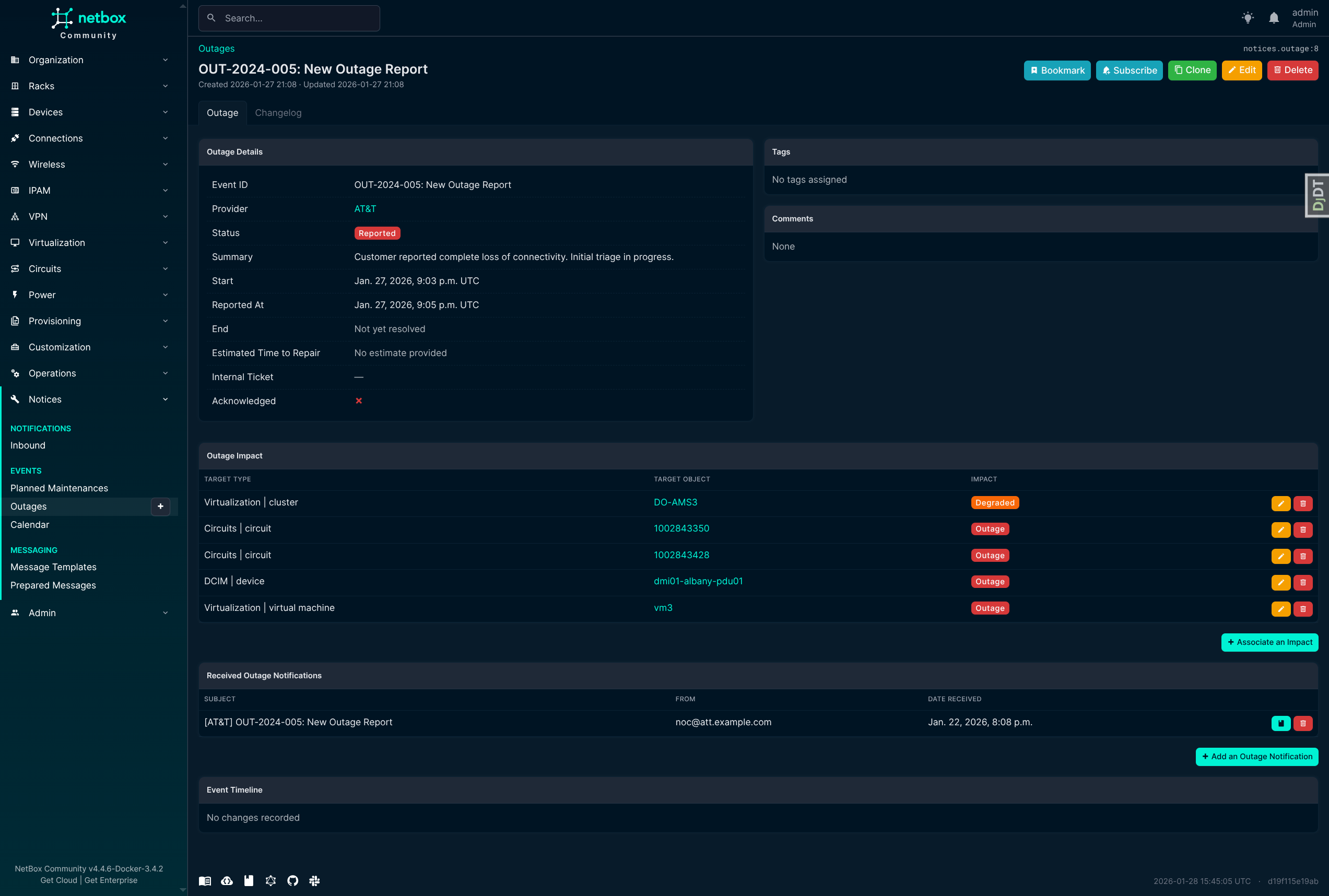 Outage Event View