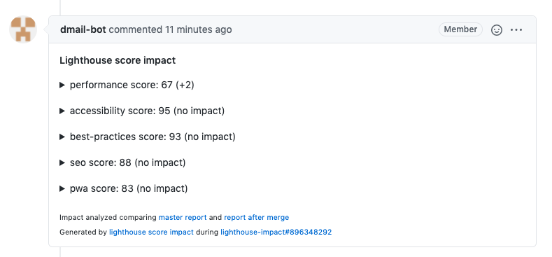 screenshot of pull request comment