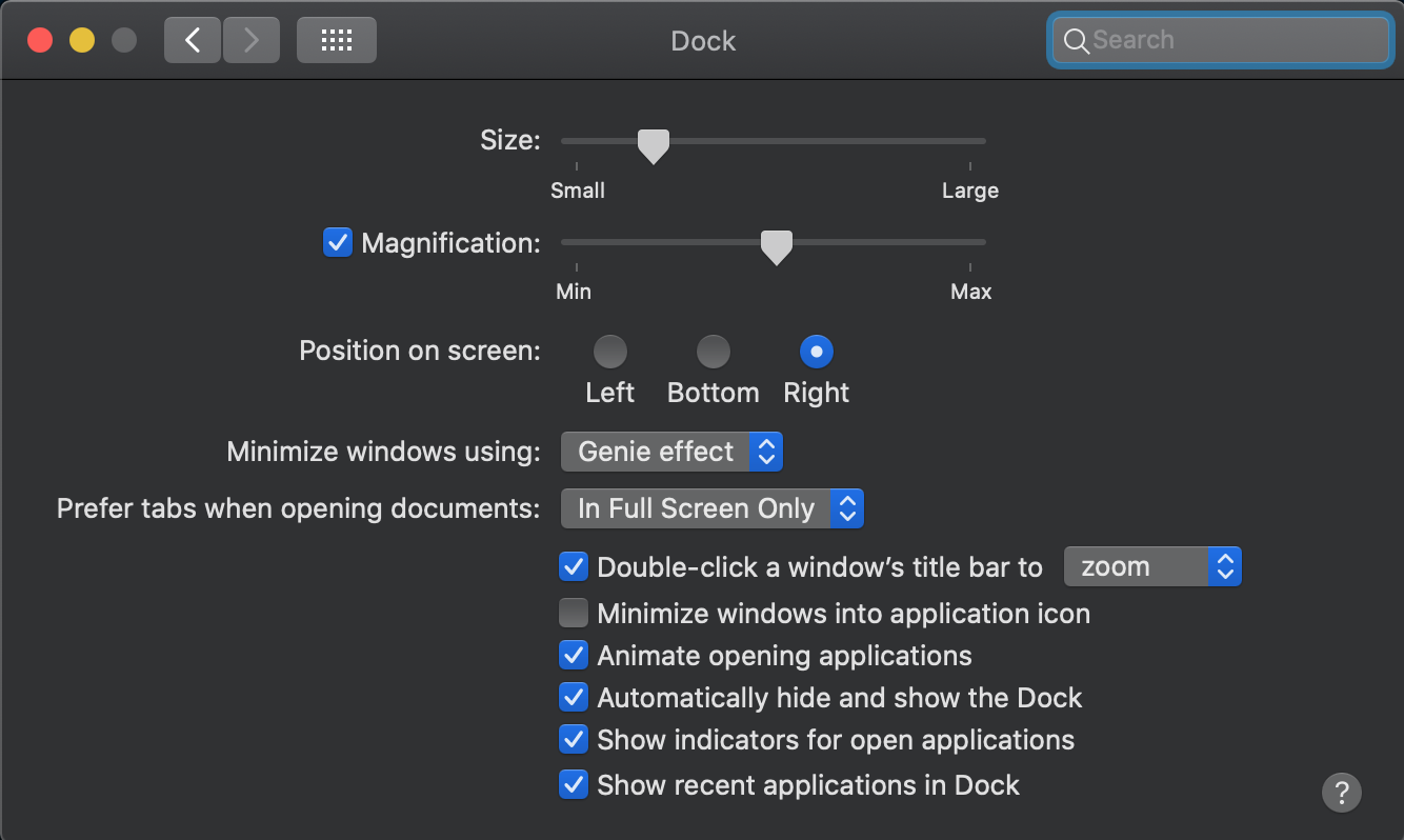 Dock Settings