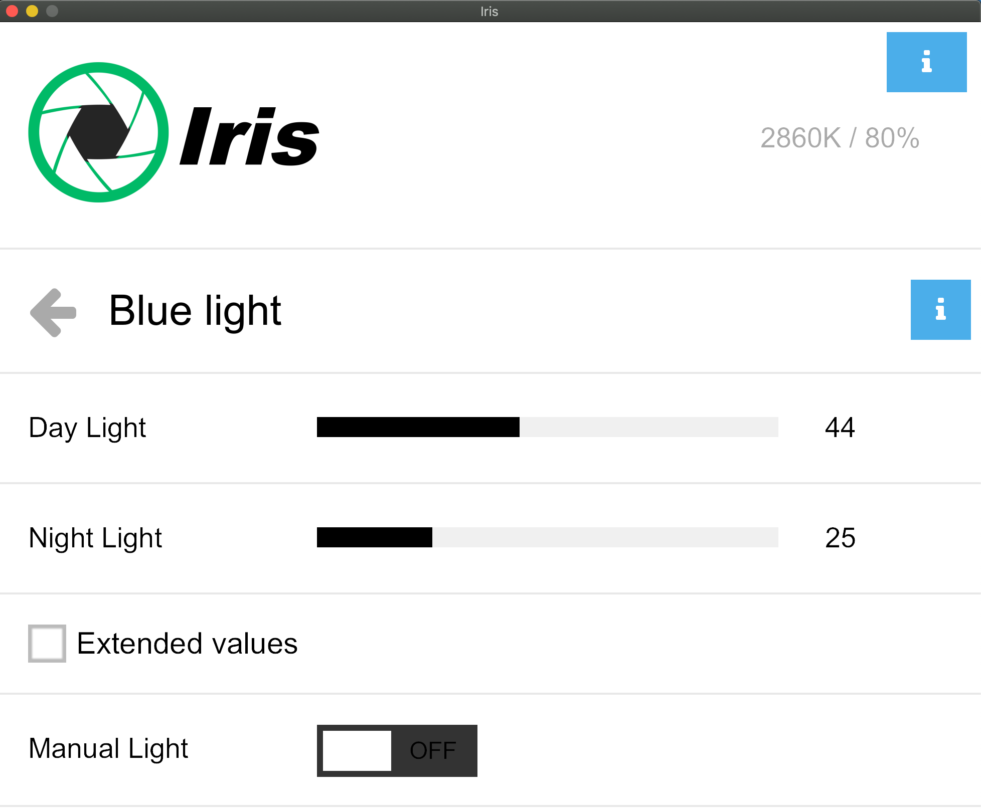 Iris Settings