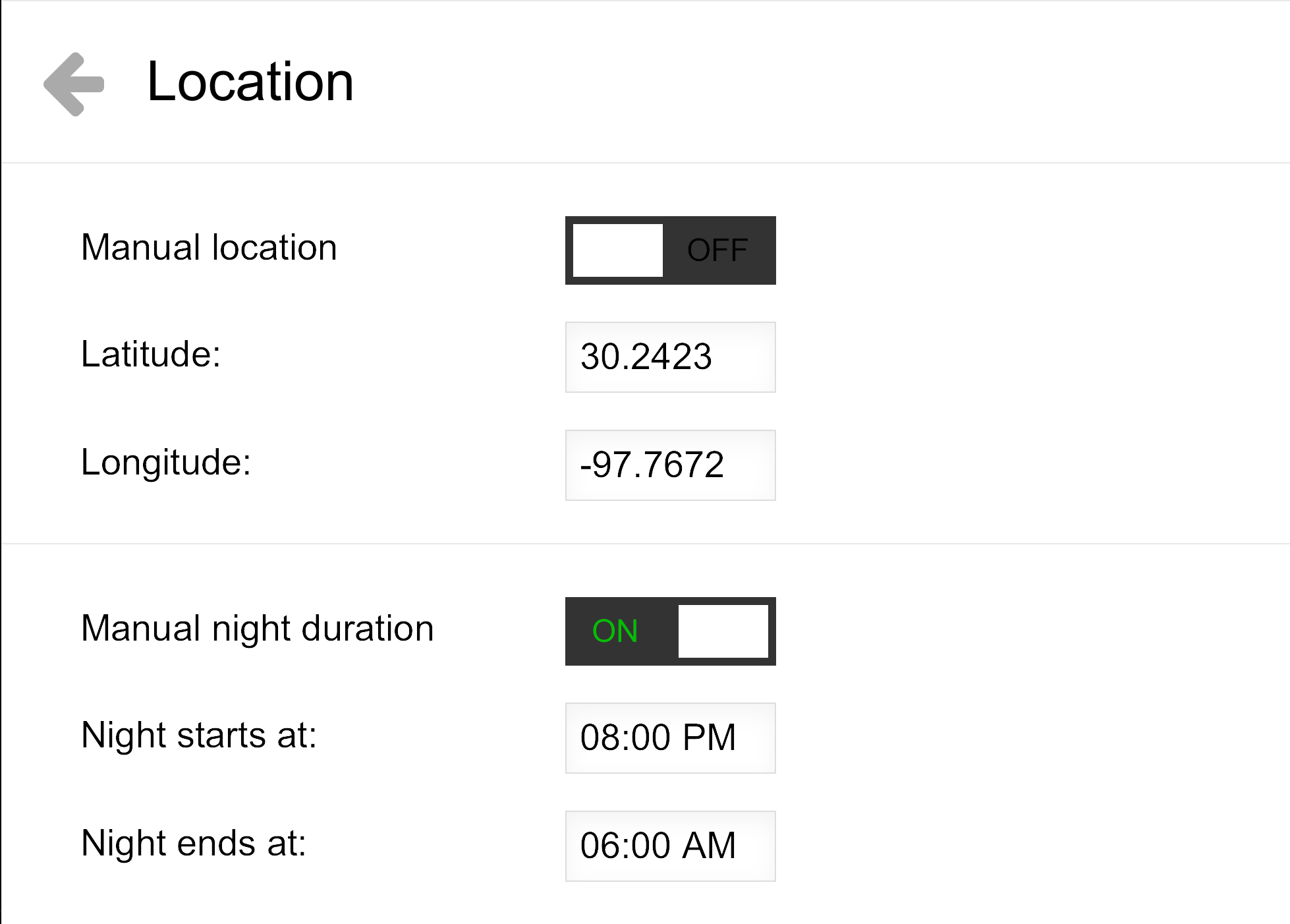 Iris Settings