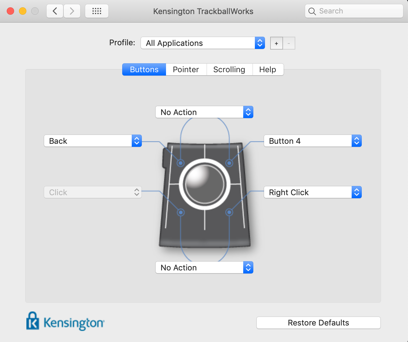 TrackballWorks Settings