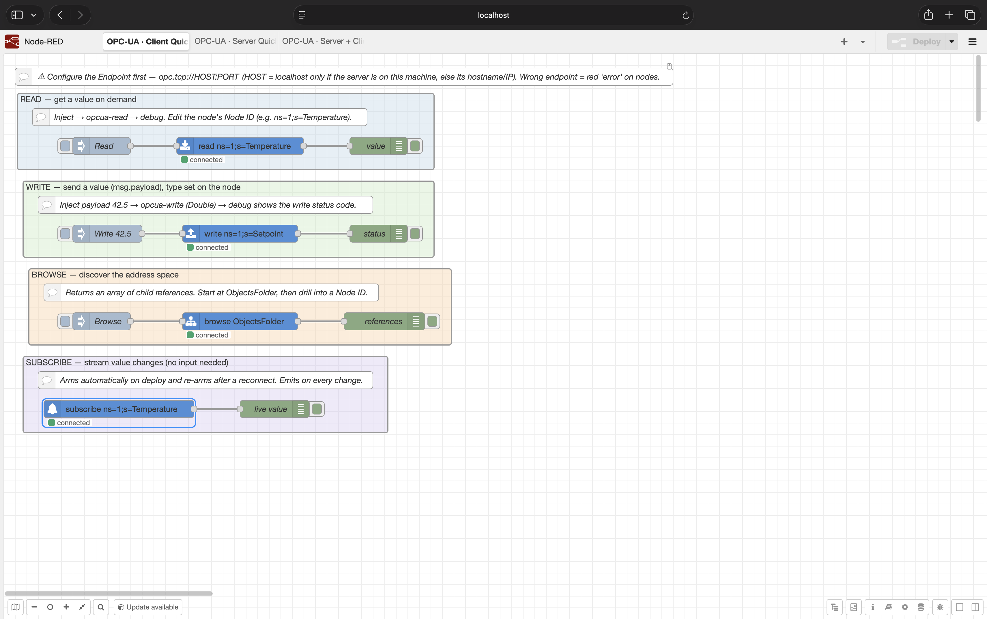 Client quickstart flow