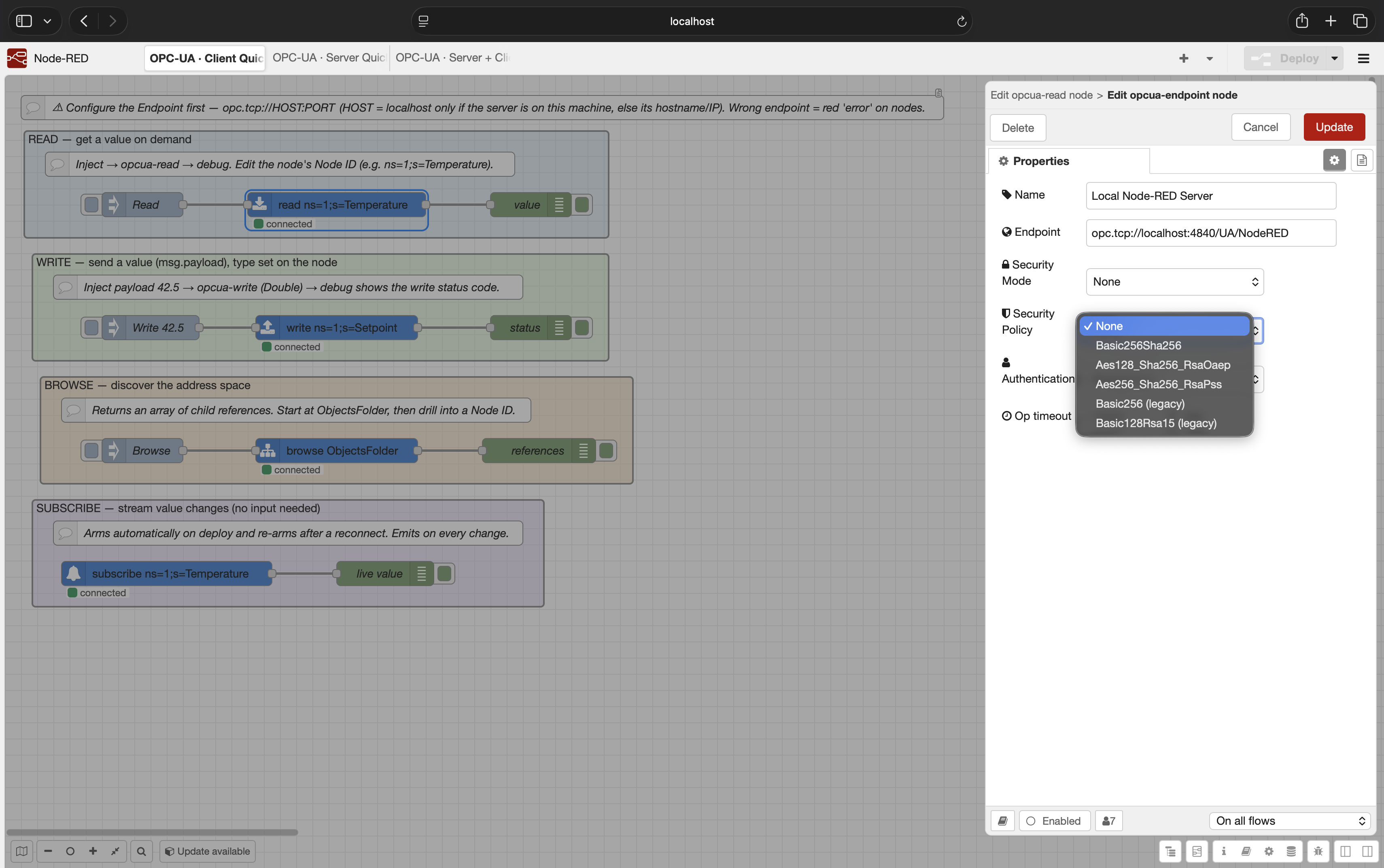Endpoint security configuration