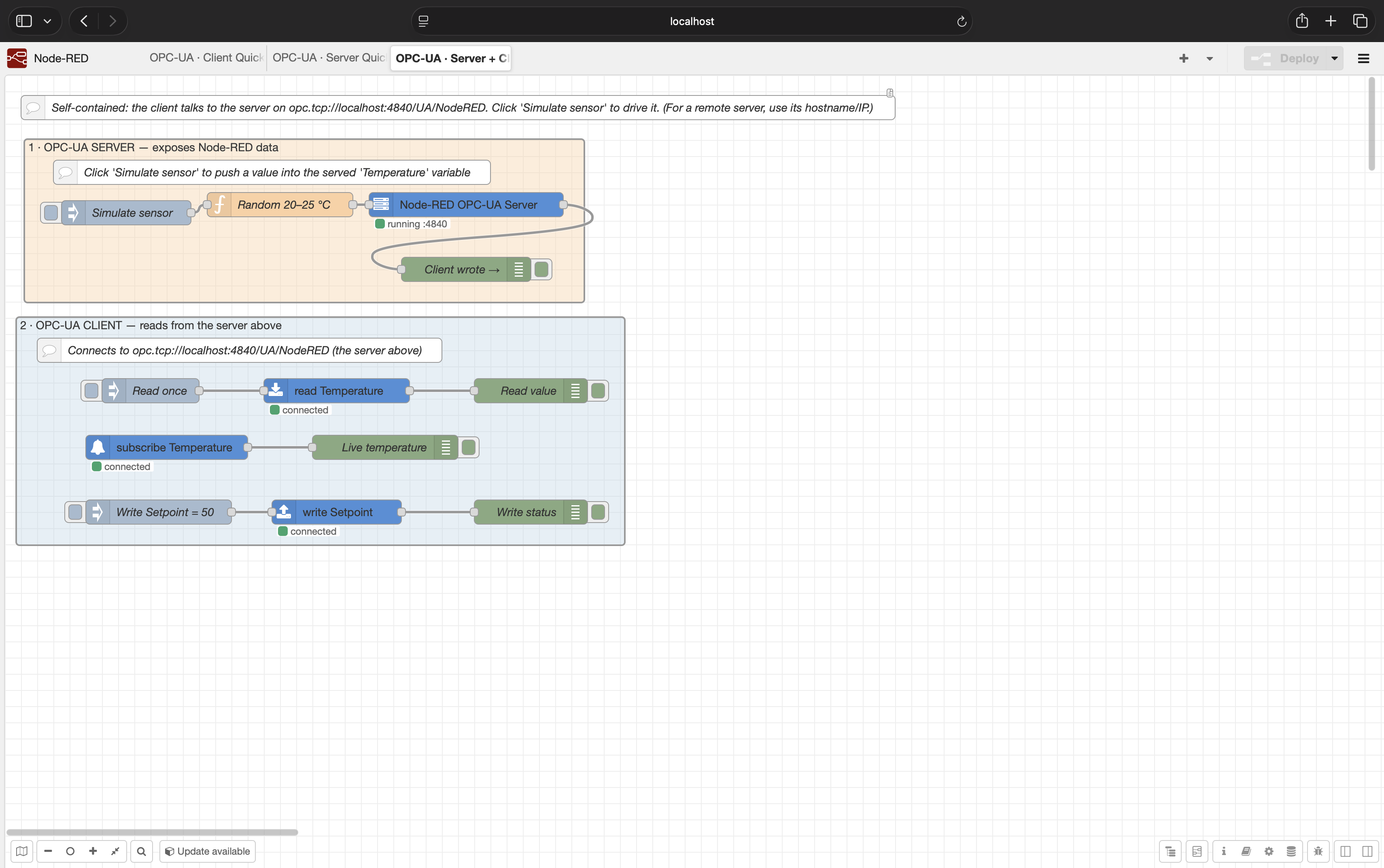 Server and client demo flow