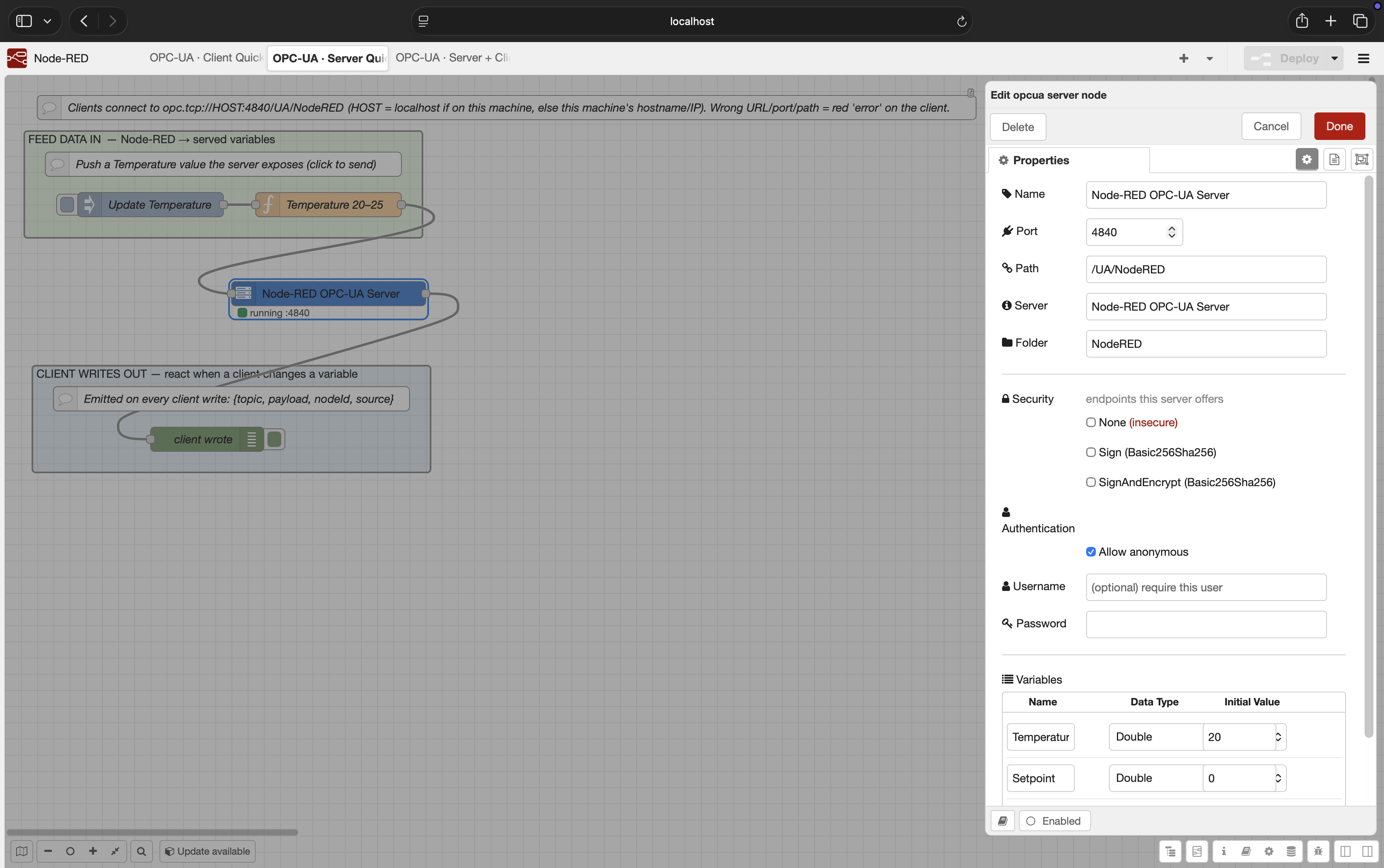 Server security configuration