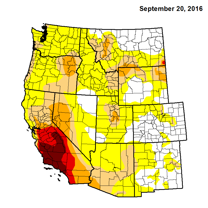 US Drought Monitor, the West