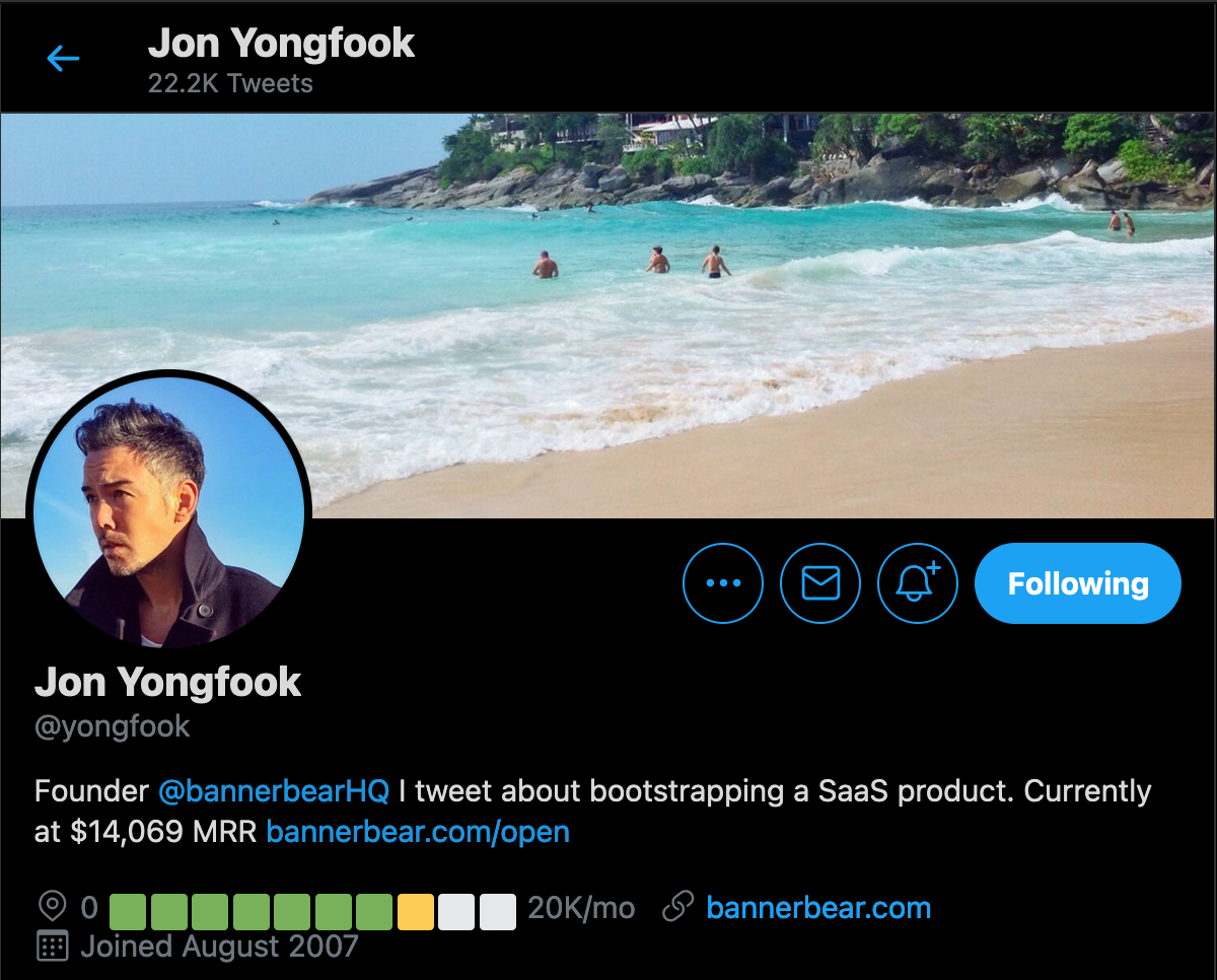 screenshot of @yongfook twitter profile