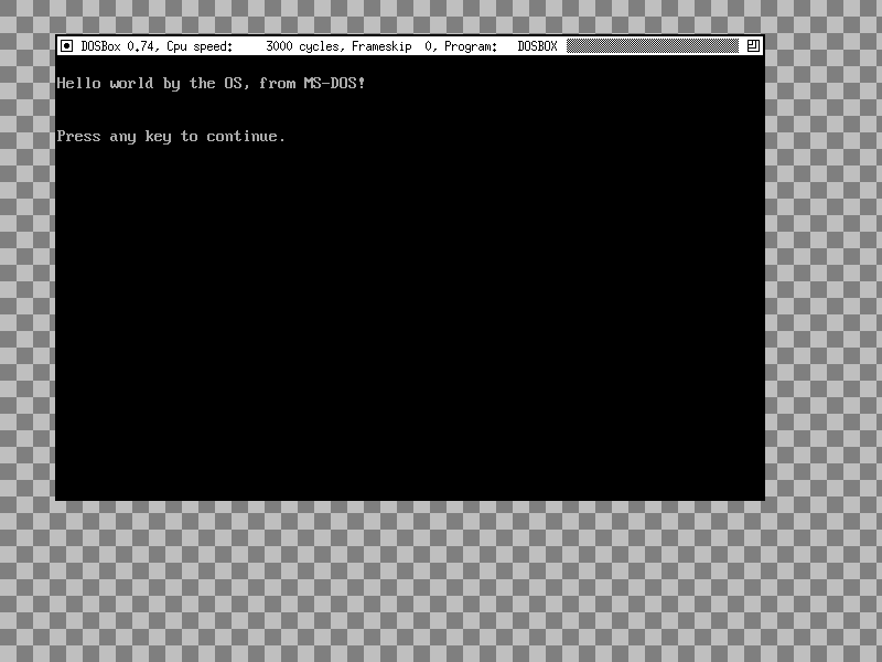 Latest screenshot of the operating system running in dosbox
