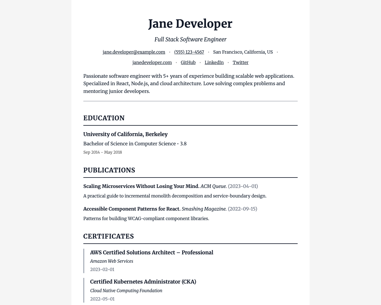 Academic CV Lite theme preview