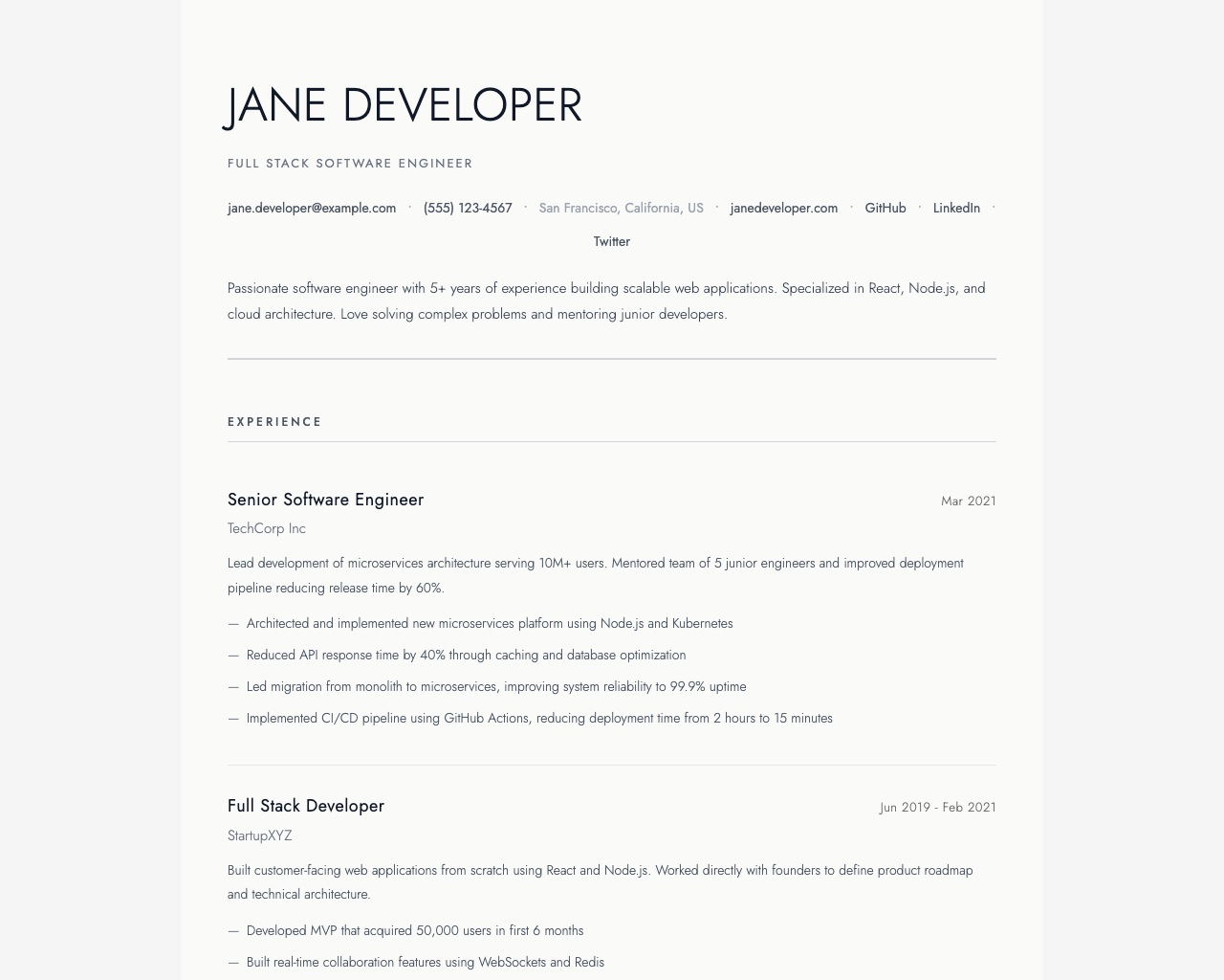 Architect's Portfolio theme preview