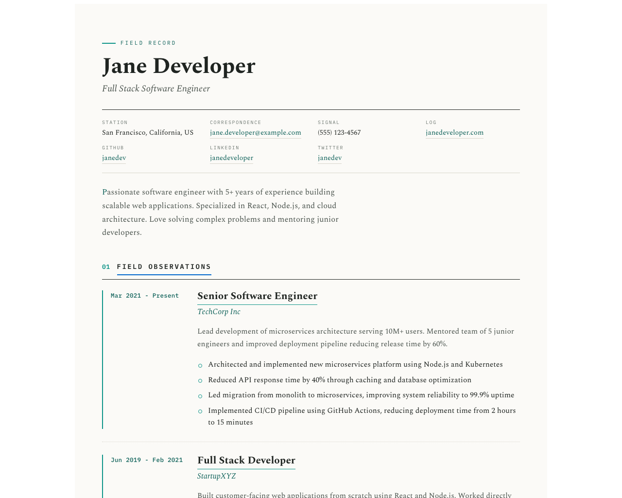 Field Researcher theme preview