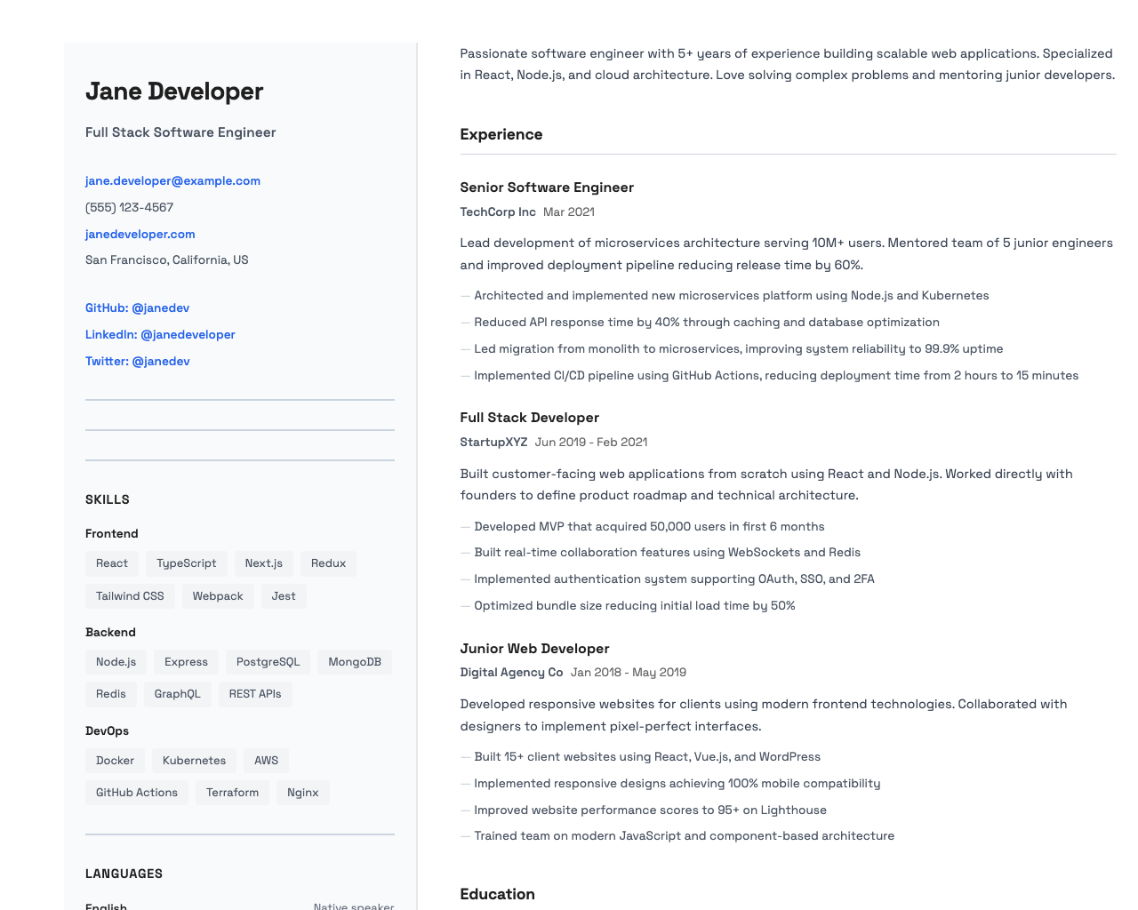 Two-Column Modernist theme preview
