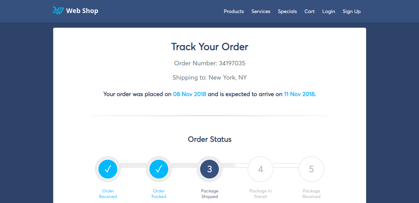 Order Tracker screenshot