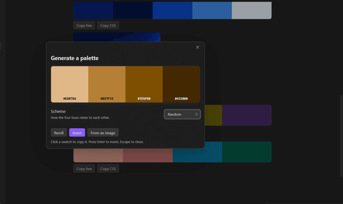 The palette panel