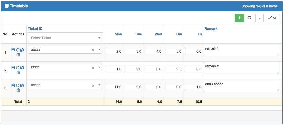 Inline GridView