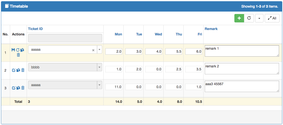 Inline GridView