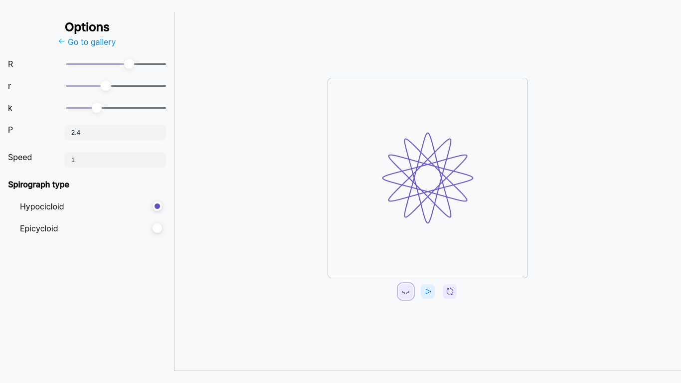 Spirograph editor page