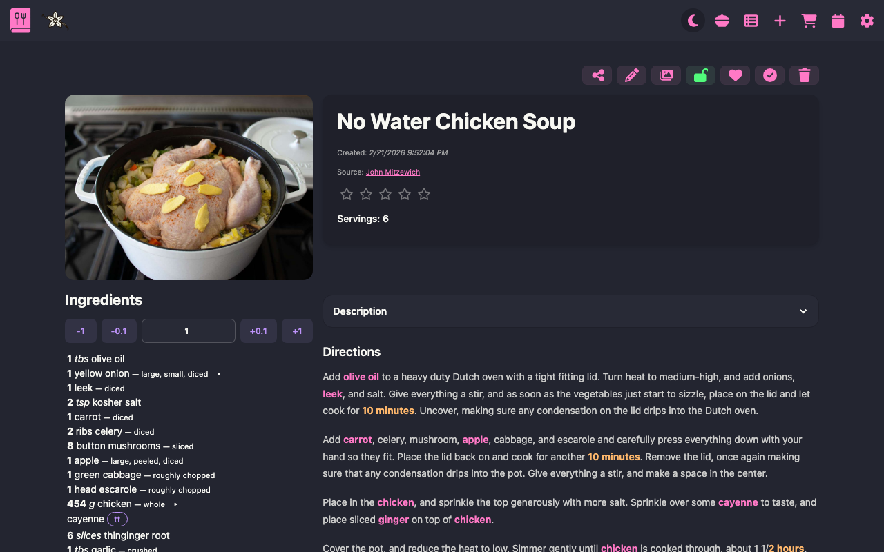 Recipe View