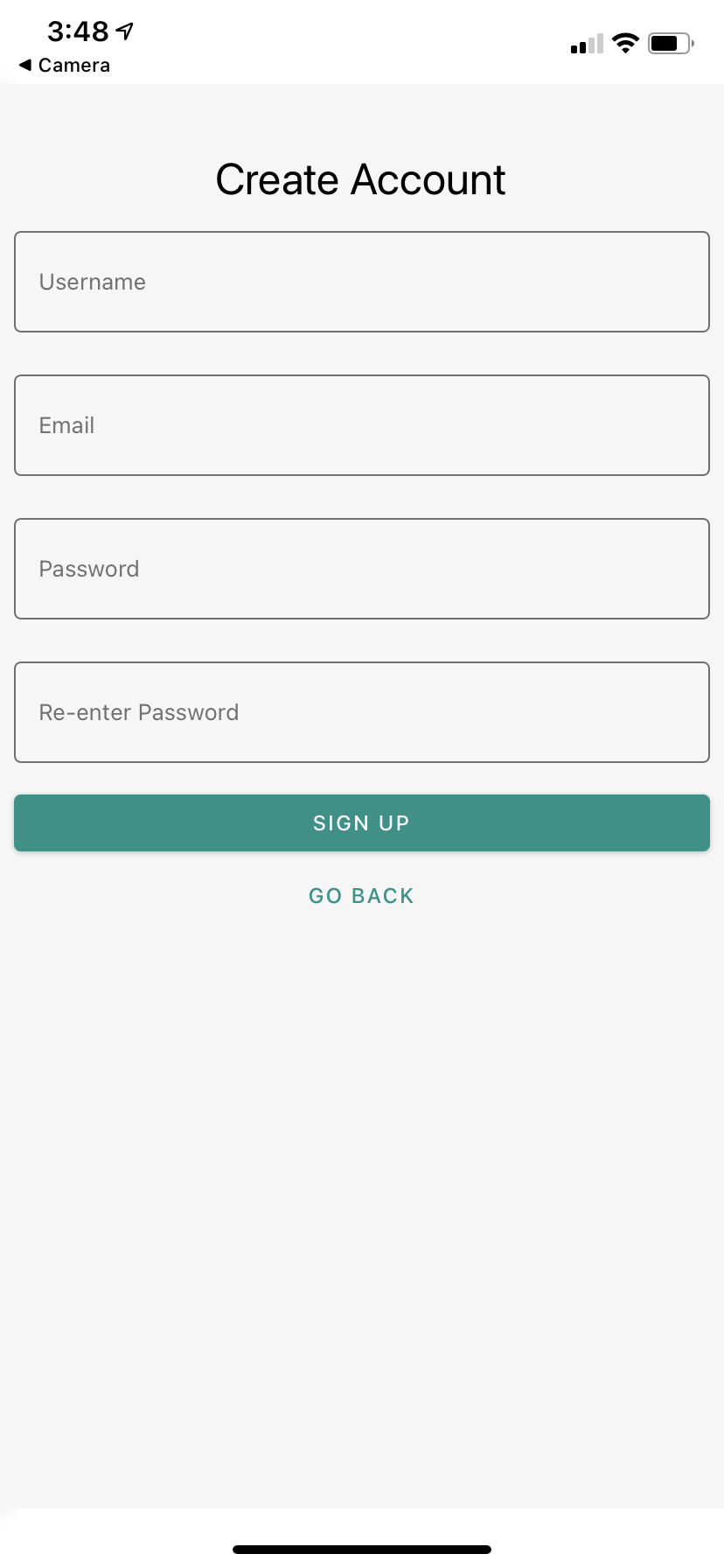 Create Account Screen