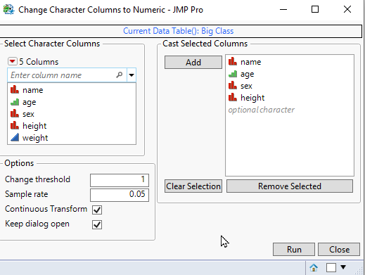 Character Columns to Numeric