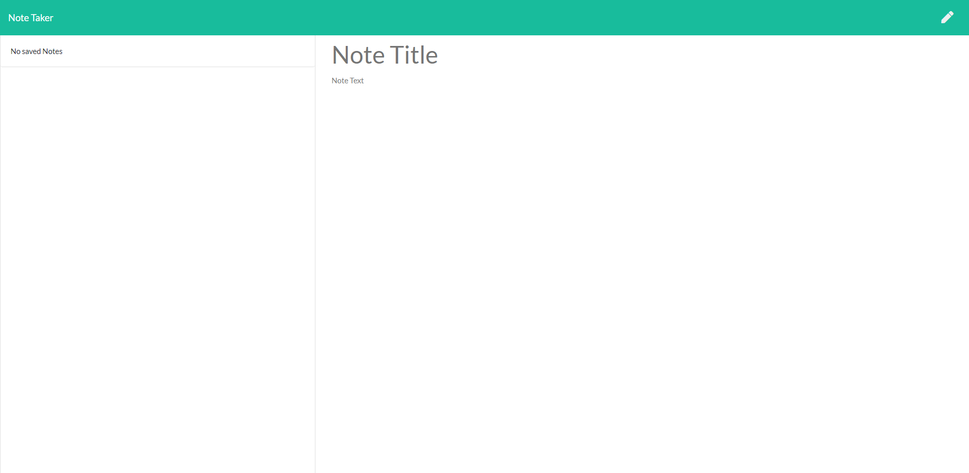 Note Taker application screenshot