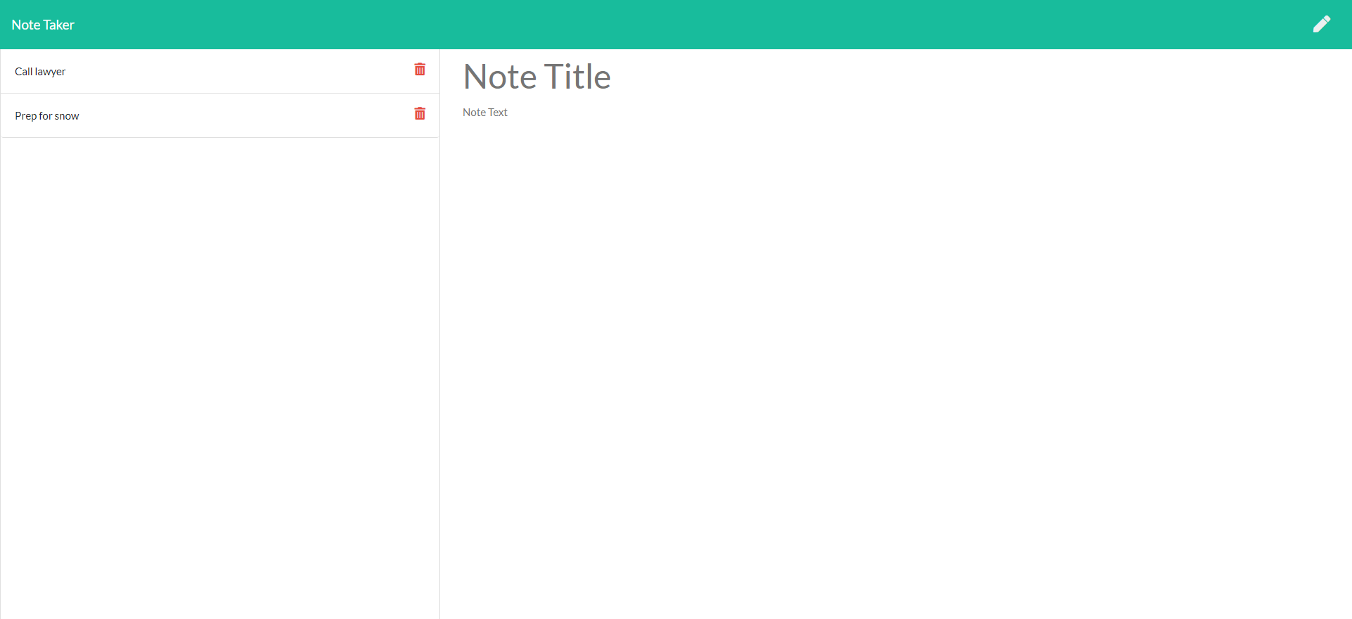 Note Taker application Save screenshot