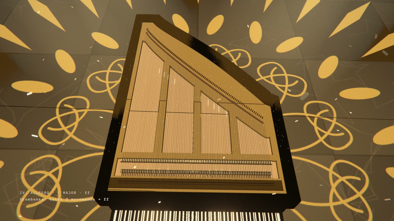 The finale: gold, inside the piano