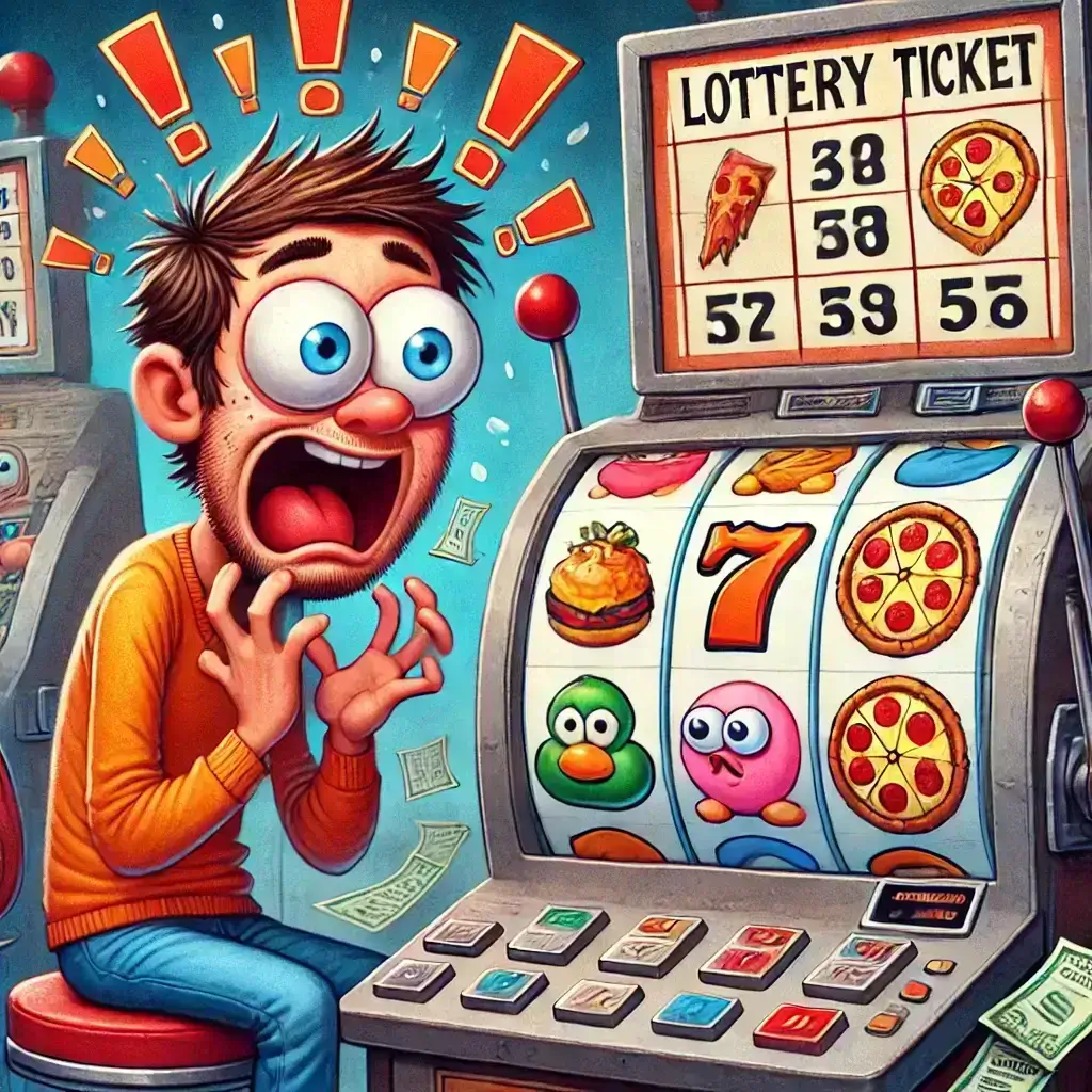 Karakter lucu dengan tiket togel