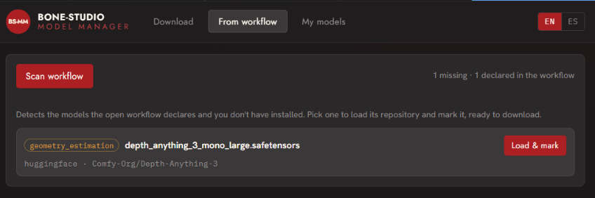 From workflow tab