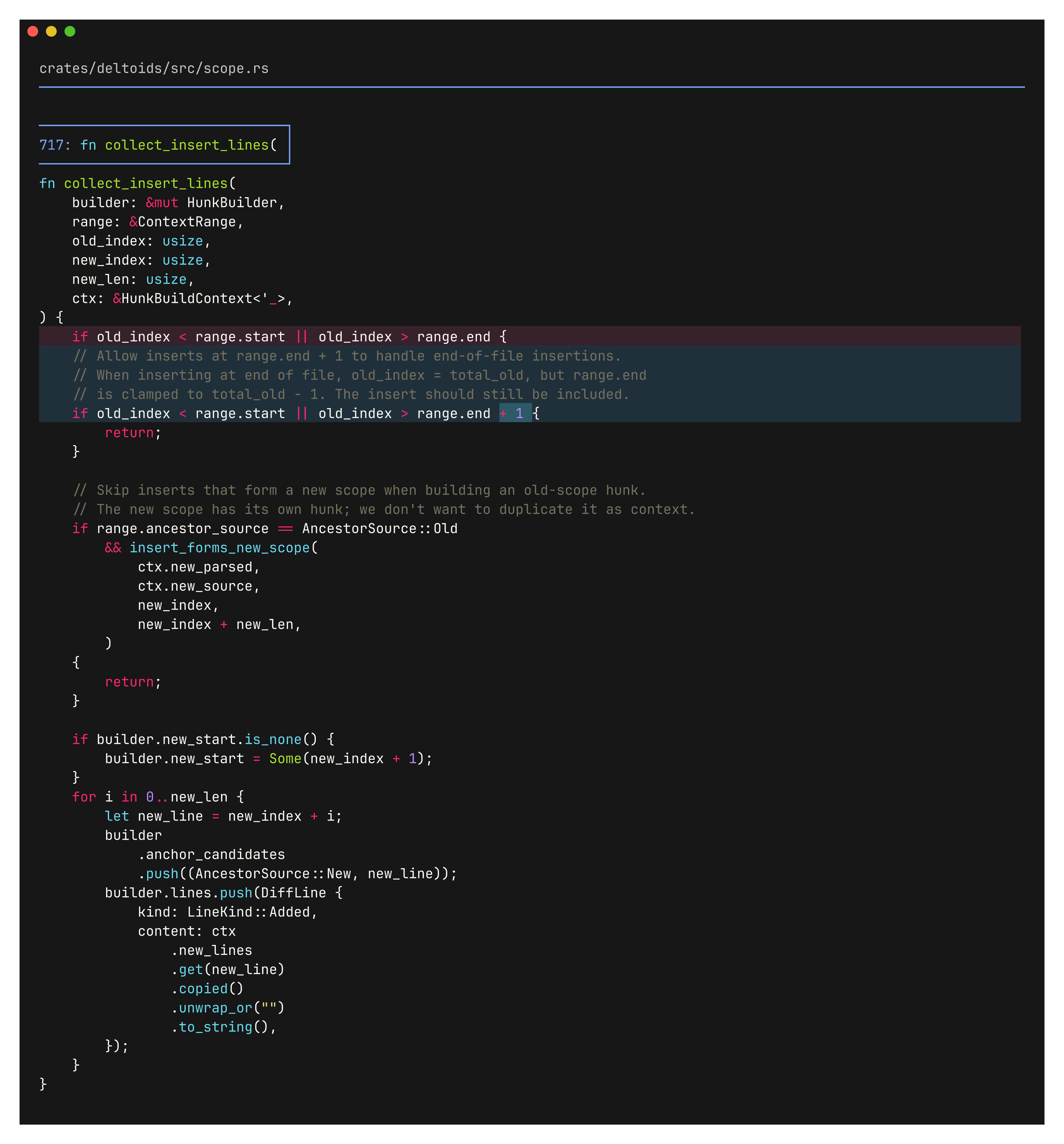 deltoids: hunk expanded to enclosing function