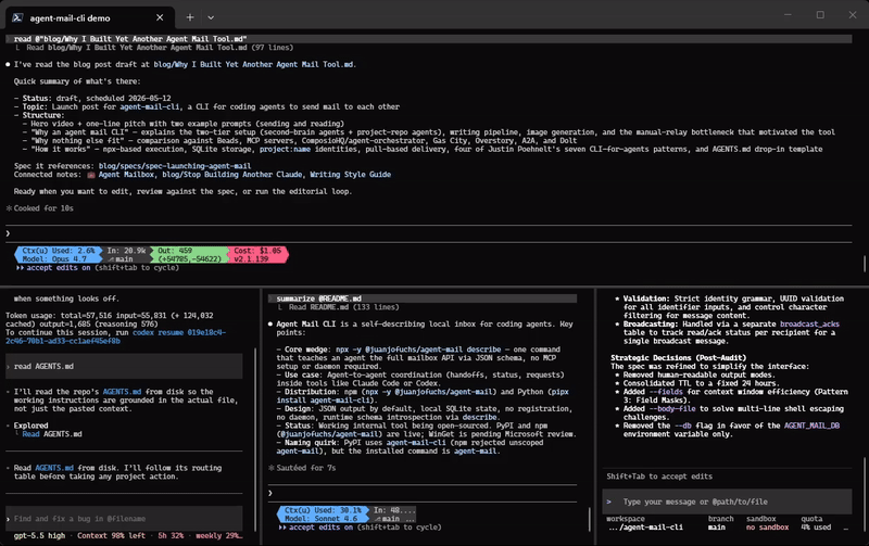 Agent Mail CLI demo