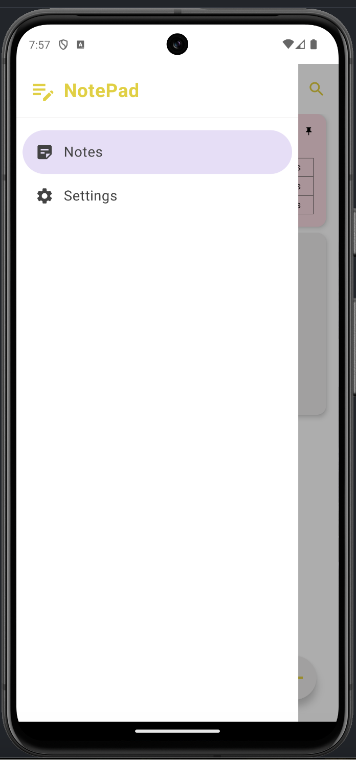 Notepad menu
