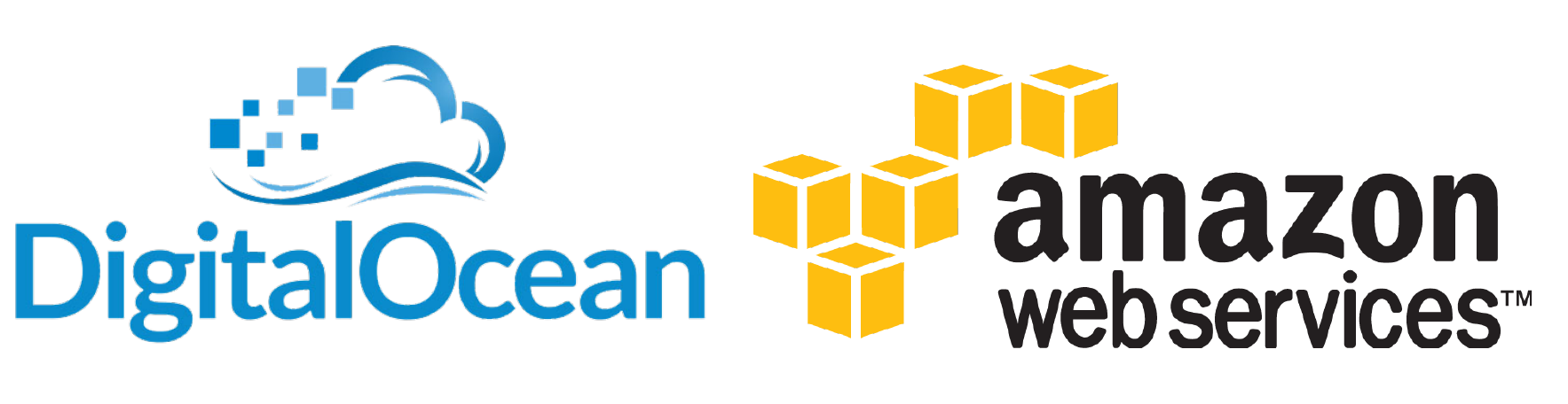 Logos of DigialOcean and Amazon Web Services