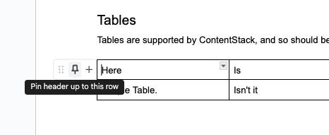 Marking a header row in Google Docs.